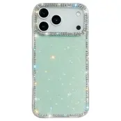 iPhone 17 Pro Mobilskal Rhinestone Edge - Glitter Ljusgrön