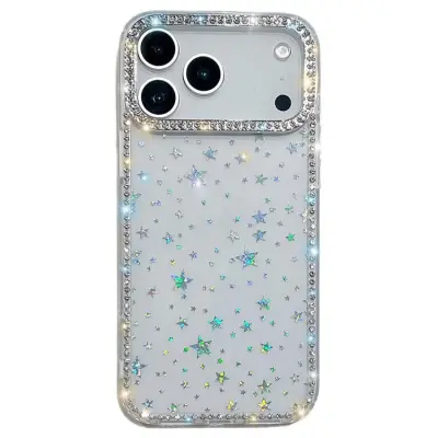 iPhone 17 Pro Mobilskal Rhinestone Edge -Starry Transparent