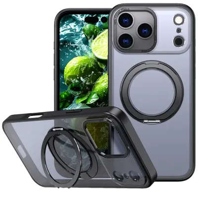 iPhone 17 Pro Mobilskal Ring Kickstand TPU PC - Svart