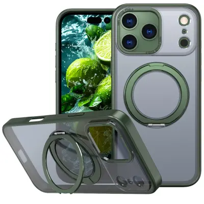 iPhone 17 Pro Mobilskal Ring Kickstand TPU PC - Svartgrön