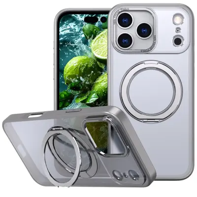 iPhone 17 Pro Mobilskal Ring Kickstand TPU PC - Titangrå