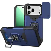 Mobilskal till iPhone 17 Pro Slide Lens Lid med Kortfack - Blå