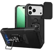Mobilskal till iPhone 17 Pro Slide Lens Lid med Kortfack - Svart