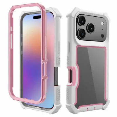 iPhone 17 Pro Mobilskal TPU + PC Shockproof - Vit/Rosa