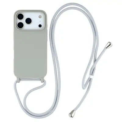 iPhone 17 Pro Mobilskal TPU Shockproof med Lanyard - Grå