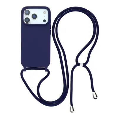 iPhone 17 Pro Mobilskal TPU Shockproof med Lanyard - Mörkblå