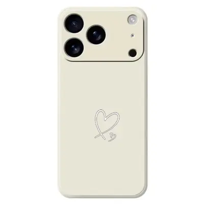 iPhone 17 Pro Mobilskal Vit Love Pattern TPU - Beige