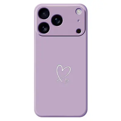 iPhone 17 Pro Mobilskal Vit Love Pattern TPU - Lila