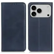 iPhone 17 Pro Plånboksfodral Äkta läder - Blå