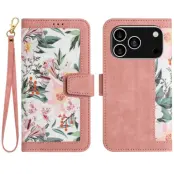 iPhone 17 Pro Plånboksfodral Floral Konstläder - Rosa