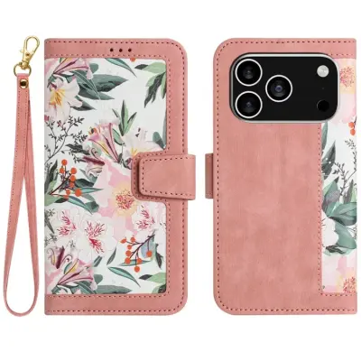 iPhone 17 Pro Plånboksfodral Floral Konstläder - Rosa