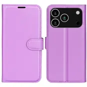 iPhone 17 Pro Plånboksfodral Litchi Texture läder - Lila