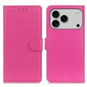 iPhone 17 Pro Plånboksfodral Litchi Texture - Rosa
