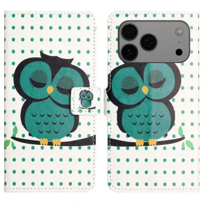 iPhone 17 Pro Plånboksfodral Pattern Print Konstläder - Prickar Uggla