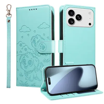 iPhone 17 Pro Plånboksfodral RFID med handledsrem - Grön