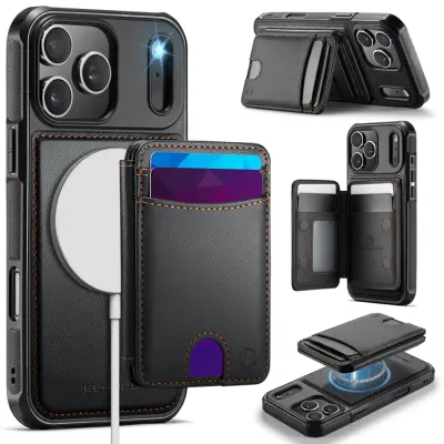 JEEHOOD iPhone 17 Pro Fodral KonstLäder - Svart (Svart)