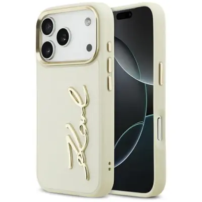 Karl Lagerfeld iPhone 17 Pro Mobilskal Karl Script Logo - Beige