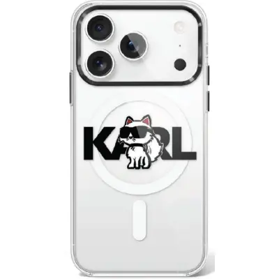 Karl Lagerfeld iPhone 17 Pro Mobilskal Magsafe Choupette Sketch Logo - Clear