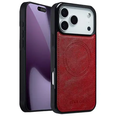 LC.IMEEKE iPhone 17 Pro Fodral KonstLäder - Röd