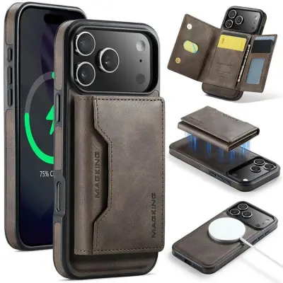 MAGKING iPhone 17 Pro Mobilskal MagSafe Korthållare - Brun
