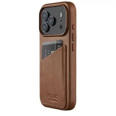 Mujjo Full Leather Wallet Case (iPhone 17 Pro) - Svart