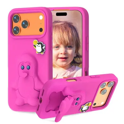 Penguin iPhone 17 Pro Mobilskal Kickstand Stöttålig EVA - Rosa