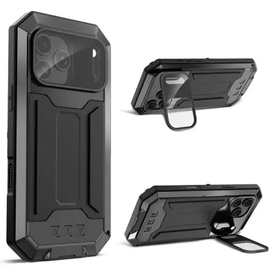 R-JUST iPhone 17 Pro Mobilskal med Härdat Glas - Svart