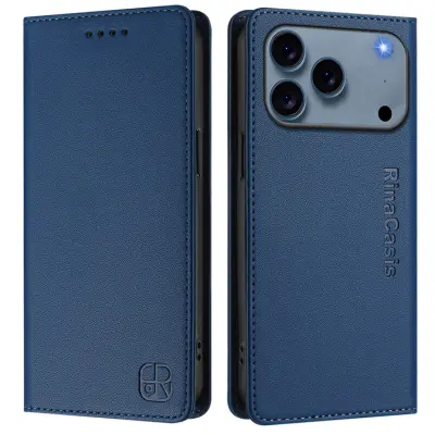 RINACASIS iPhone 17 Pro Plånboksfodral RC01 RFID - Mörkblå