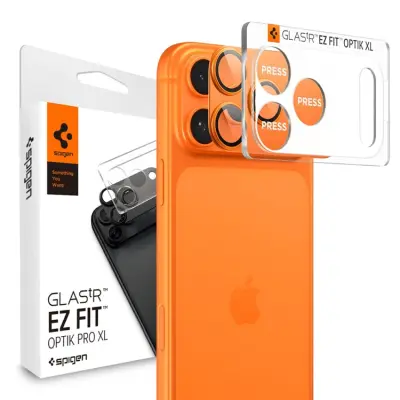 Spigen iPhone 17 Pro Härdat Glas Kameraskydd EZ Fit - Orange
