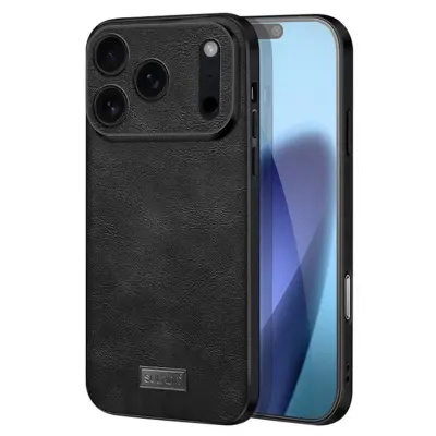 SULADA iPhone 17 Pro Mobilskal PU-läder+TPU+PC - Svart
