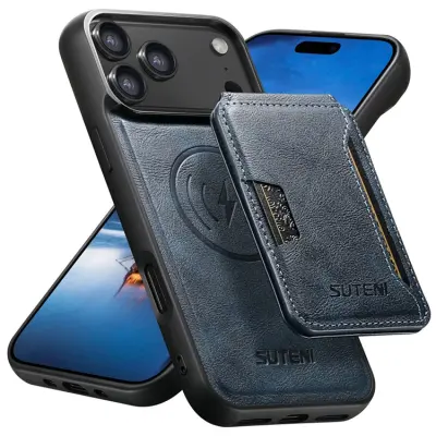 SUTENI iPhone 17 Pro Mobilskal MagSafe Cowhide M3 - Blå