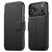 SUTENI iPhone 17 Pro Konstläder Plånboksfodral Detachable Q-05 - Svart