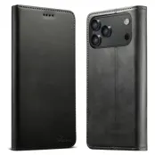 SUTENI iPhone 17 Pro Plånboksfodral PU Läder - Svart