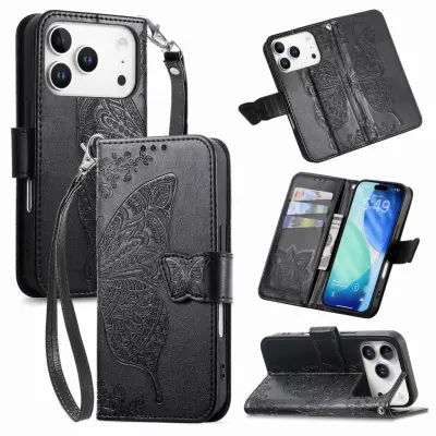Trolsk Plånboksfodral med Fjäril (iPhone 17 Pro) - Svart