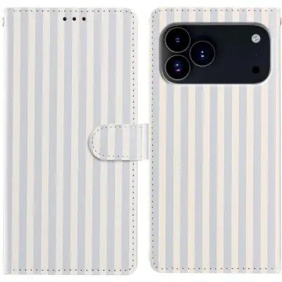 Trolsk Randigt Plånboksfodral (iPhone 17 Pro/18 Pro) - Blå/vit