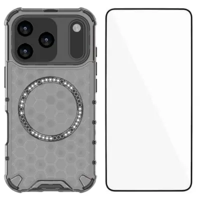 WANLONFENG iPhone 17 Pro Mobilskal Magsafe med Härdat Glas