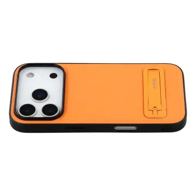 X-LEVEL iPhone 17 Pro Mobilskal Läderbelagt TPU med Ställ - Orange