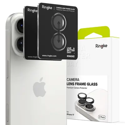 [2-Pack] Ringke iPhone 17 Härdat Glas Kameraskydd - Svart