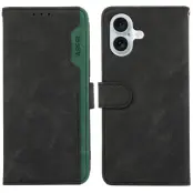 ABEEL iPhone 17 Fodral i Splicing Läder RFID Skydd - Svart