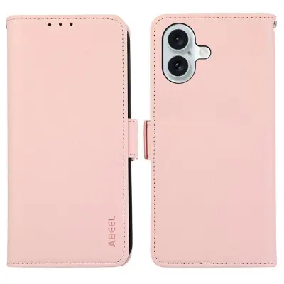 ABEEL iPhone 17 Plånboksfodral Konstläder med RFID-Skydd - Rosa