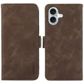 ABEEL iPhone 17 Fodral PU Läder Folio Ställ Brown RFID Blocking