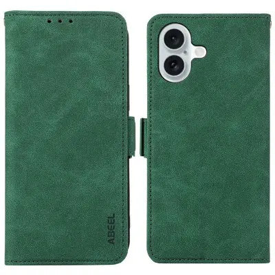 ABEEL iPhone 17 Fodral PU Läder Folio Ställ RFID Blockering Grön