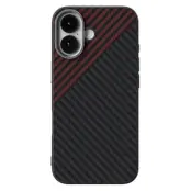 ABEEL iPhone 17 Mobilskal MagSafe Carbon Fiber - Svart / Röd