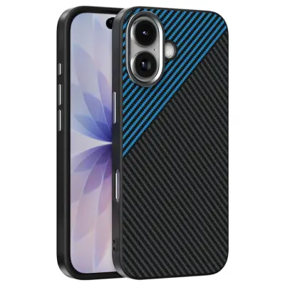 ABEEL iPhone 17 Mobilskal MagSafe Carbon Fiber - Blå (Svart/Blå)