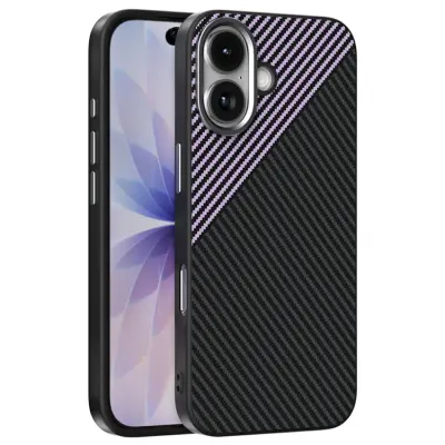 ABEEL iPhone 17 Mobilskal MagSafe Carbon Fiber (Svart/Lila)