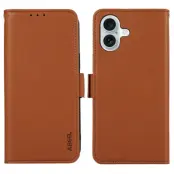 ABEEL iPhone 17 Skal Läder Fodral med RFID Skydd - Brun