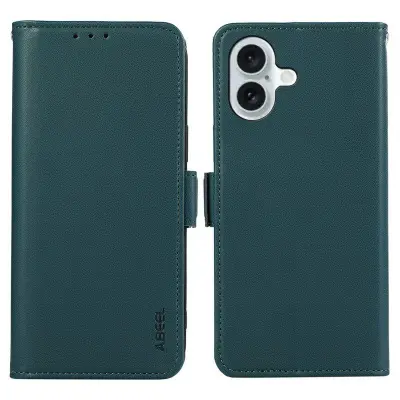 ABEEL iPhone 17 Skal Läder Fodral med RFID Skydd - Grön