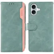 ABEEL iPhone 17 Skal Splicing Läder Flip Fodral Baby Blue