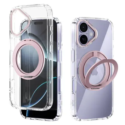 ABEEL Q-LUCK iPhone 17 Mobilskal med Rotera Kickstand - Rosa