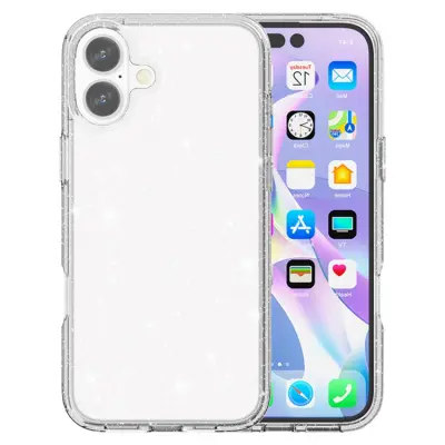 AMORUS iPhone 17 Mobilskal Shockproof - Glitter Vit